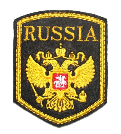 1-18 шевр.выш.RUSSIA (5-уг с орл) на черн 