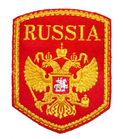 1-15 шевр.выш.RUSSIA (5-уг с орл) на красн 